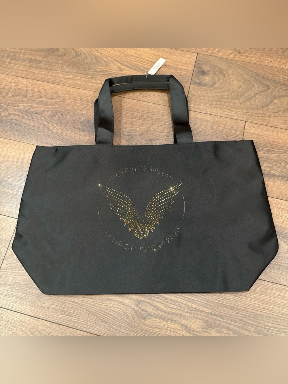 Victoria's Secret Black Tote with Gold Studded Wing Emblem
